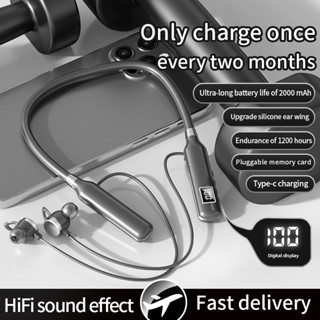 Tai nghe Bluetooth không dây có thời lượng pin dài 1200 giờ đeo trên cổ thích hợp chơi thể thao có thẻ cắm