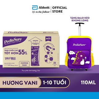   Tặng Balo kéo khủng long  Thùng 48 hộp Sữa nước Pediasure Vanilla 110ml 