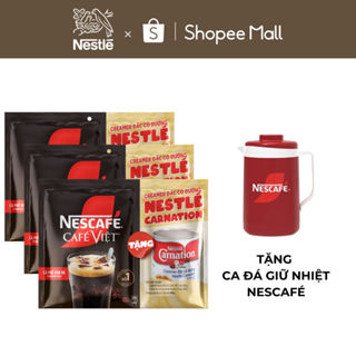 [Tặng 03 Lon sữa đặc Carnation và Ca đá NESCAFE] Combo 3 Bịch Cà phê đen hòa tan NESCAFÉ Café Việt (Túi 35 gói x 16g)