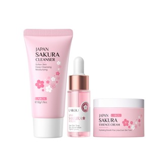 Sữa rửa mặt laikou sakura 50g + sakura serum 17ml + kem dưỡng da 25g