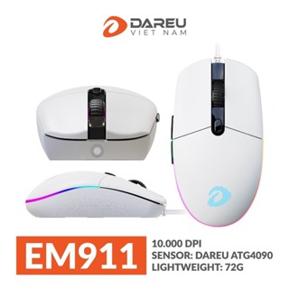 Chuột Gaming DAREU EM911 (RGB, DareU BRAVO sensor: 10.000 DPI, Lightweight: 72g)
