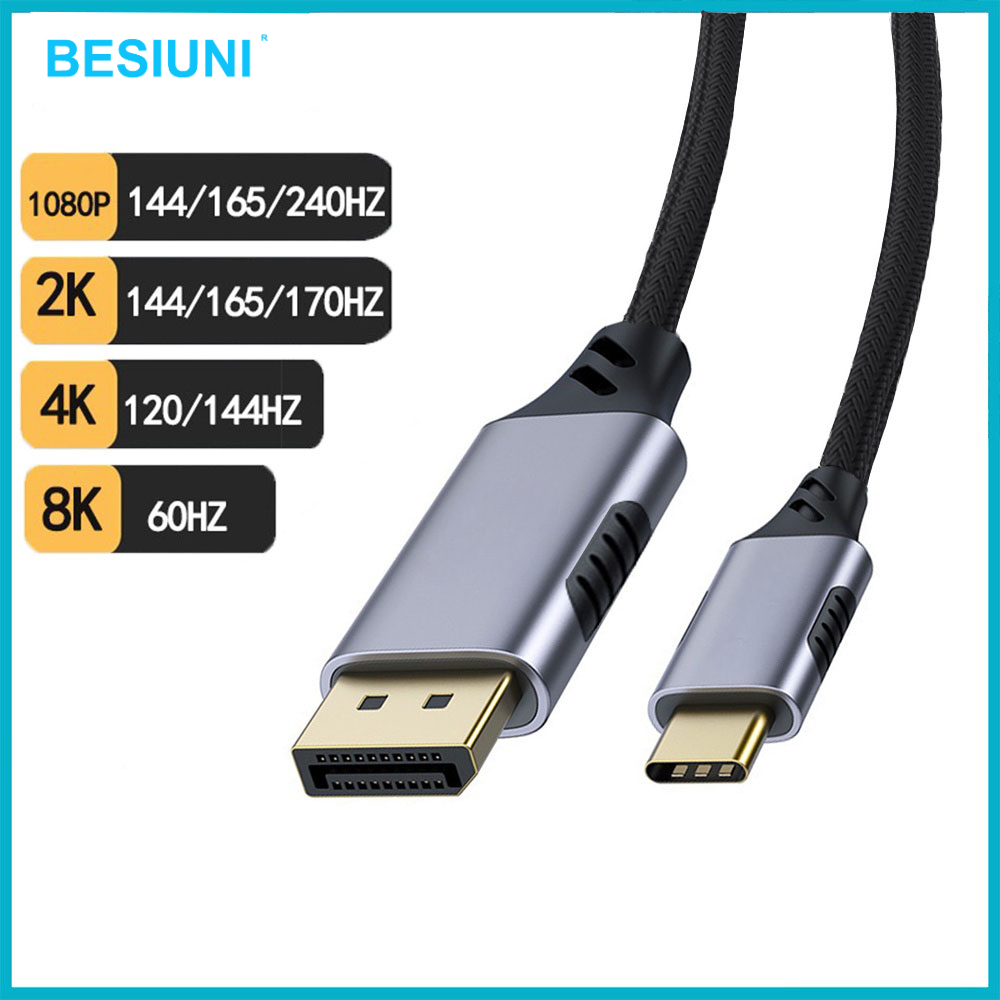 Cáp chuyển đổi USB C sang DisplayPort 1.4 hỗ trợ 8K/60Hz, 4K*120Hz/60Hz, 2K*165Hz/144Hz, 1080*240/16