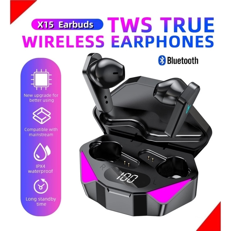 Tai nghe chơi game X15 Tai nghe BluetoothTWS Tai nghe khử tiếng ồn Tai nghe màn hình LED Tai nghe kh