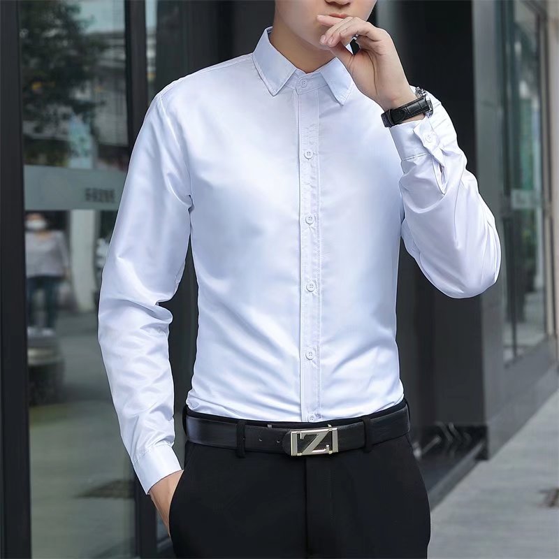 Mùa hè 2024 Áo sơ mi trắng nam dài tay công sở thông thường không phải là người trung niên tay ngắn chuyên nghiệp Wor