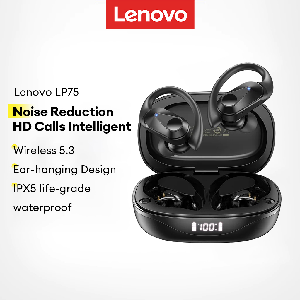 Tai nghe Lenovo LP75 Tai nghe Bluetooth không dây Tai nghe HiFi Stereo IPX5 chất lượng cao Tai nghe 