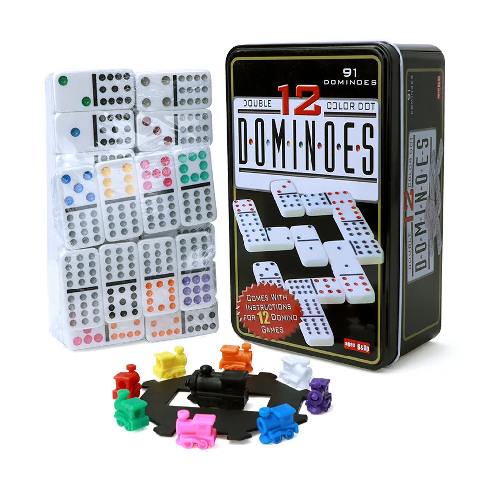 Dominoes Game Double 12 Colors 91 Pieces Decorated Can