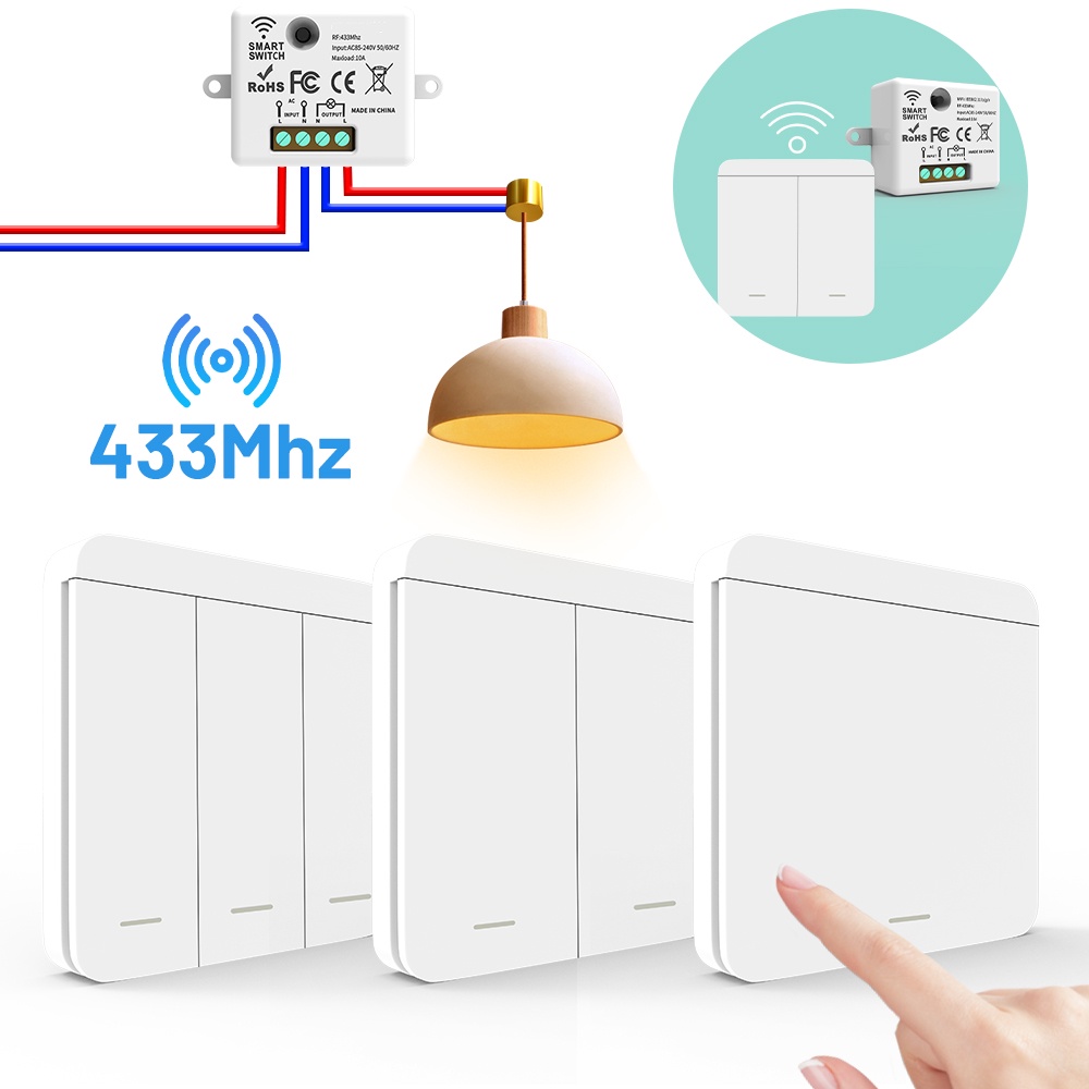 Công tắc thông minh Axus RF433 Bộ thu rơle Công tắc đèn không dây Điều khiển không dây Mini 433 MHz 