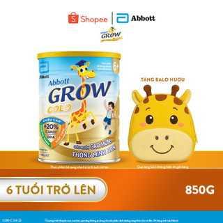   Tặng Balo hươu Grow dễ thương  Sữa bột Abbott Grow 6+ 850g 800g  Mẫu ngẫu nhiên  