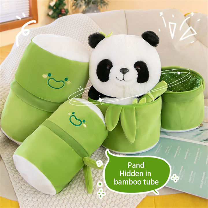 Mới Bộ Gấu Panda Nhồi Bông 20-25cm, Đồ Chơi Nhồi Bông Gấu Panda và Tre 2 trong 1, Quà Tặng Gấu Panda