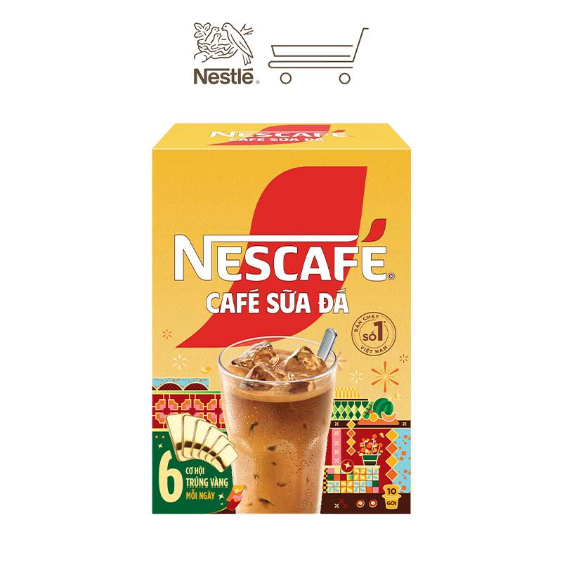 [CÀO TRÚNG THƯỞNG TẾT] Cà Phê Sữa NESCAFÉ Cà Phê Sữa Đá (Hộp 10 Gói x 24g)