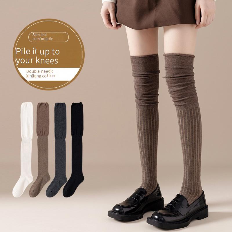 Tất lười Anime JK – Tất Cotton mềm cao đến đầu gối dành cho nữ và bé gái | Màu sắc mùa thu đông chắc chắn (Đen / Trắng / Xám / Nâu / Đỏ)