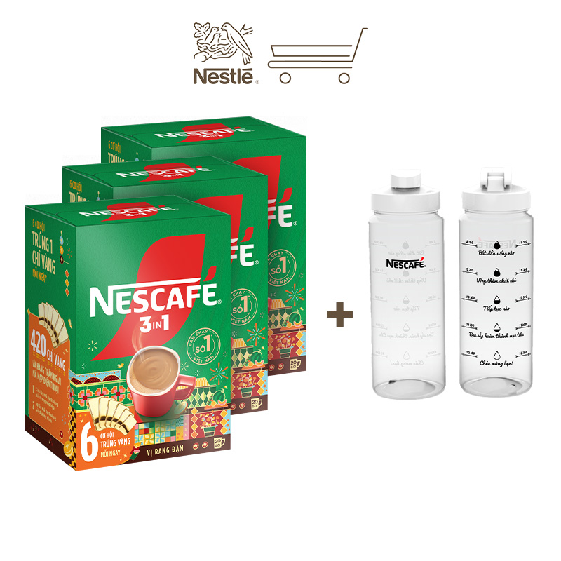 [Tặng Bình nước 700ml Nescafé]Combo 3 Hộp[CÀO TRÚNG THƯỞNG TẾT]NESCAFÉ 3in1 VỊ RANG ĐẬM(16g x 20 gói