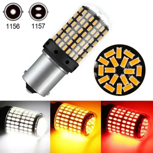 Bóng LED 1156 T20 mới 2 cái BA15S BAU15S Đèn tín hiệu P21W 7440 1157 BAY15D màu vàng trắng đỏ CanBus