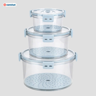 [MKB - Quà tặng không bán] Bộ 3 hộp thực phẩm tròn