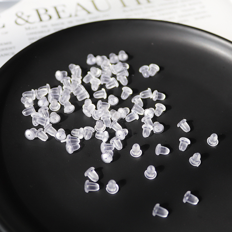  Mặt sau bông tai nhựa trong suốt nút silicone chống trượt và không gây dị ứng 