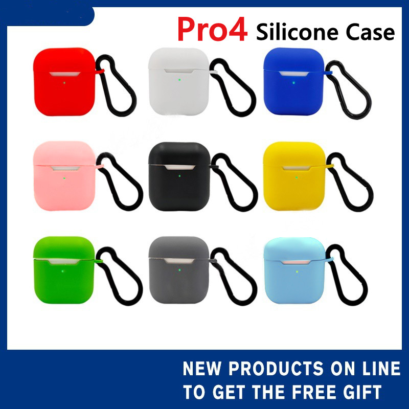 Hộp đựng cho AirPods Pro 4 TWS Bluetooth Pro4 Tai nghe Bảo vệ Silicone Đen Màu Đặc (Không bao gồm ta
