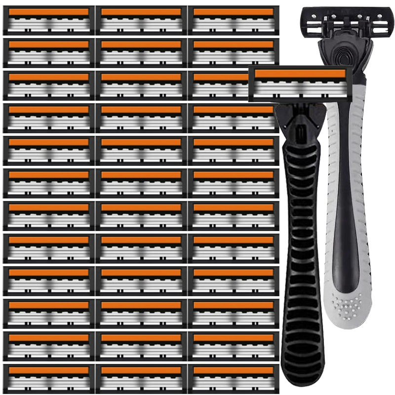 Máy cạo râu thủ công nhập khẩu 2 tay cầm 36 lưỡi Dụng cụ cạo râu nam chống trầy xước Lưỡi dao cạo râ