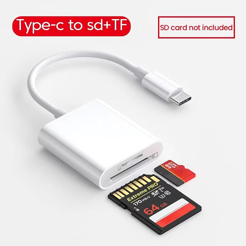 Đầu đọc thẻ 2 trong 1 Type C IOS Lightning Card Reader Flash Drive TF SD Card Reader cho iPad, máy t