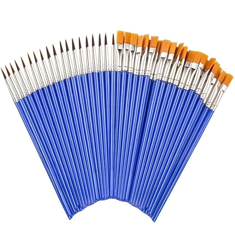 Bộ cọ vẽ tranh chuyên nghiệp (20 chiếc) - Bàn chải lông Nylon đa kích thước cho dầu / màu nước / Acrylic / Nail Art, Đồ dùng nghệ thuật, Đồ dùng học sinh, cọ sơn, đồ dùng học tập