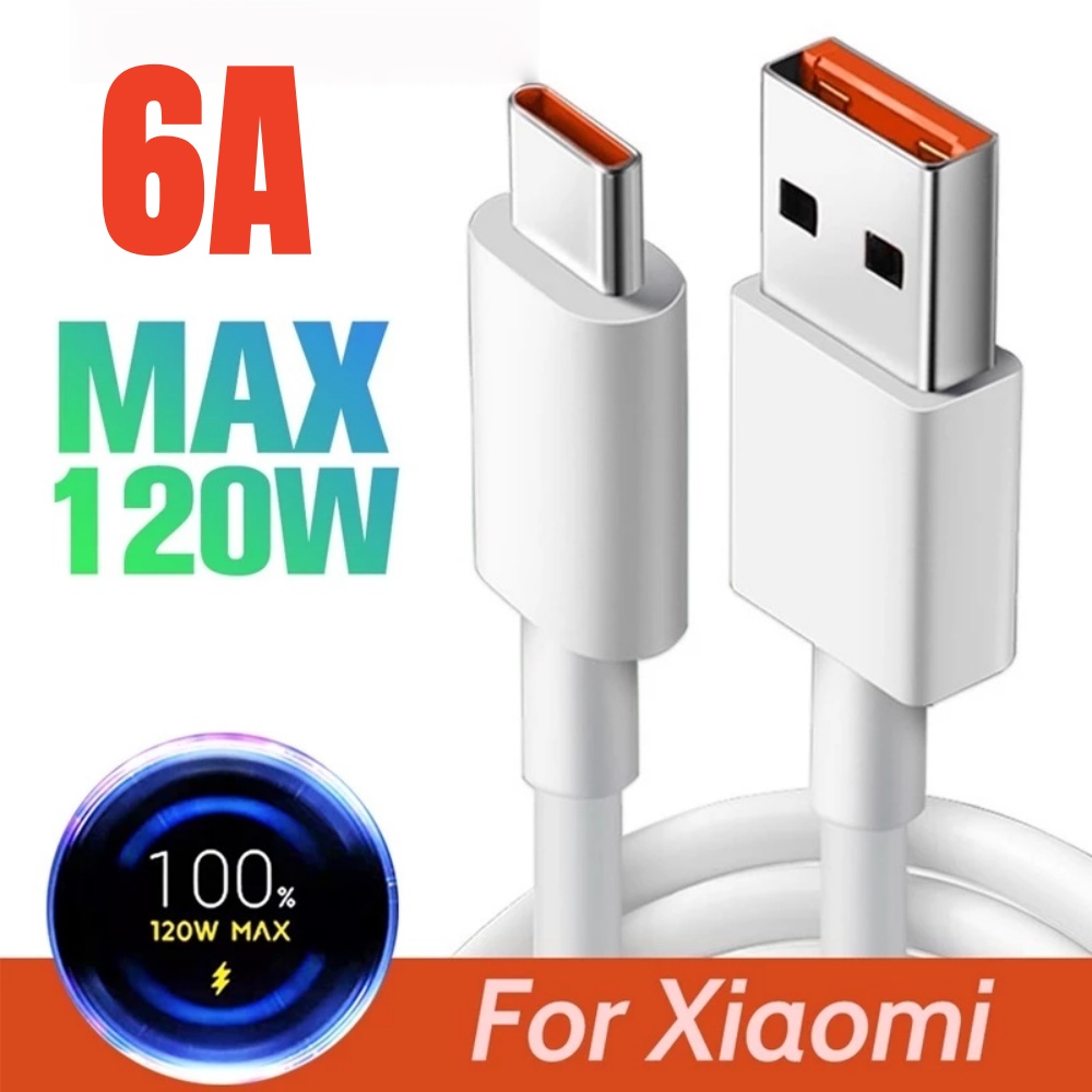 Cáp sạc Turbo Type-C 120W 6A Siêu Nhanh cho tất cả Xiaomi, Redmi, Black Shark.