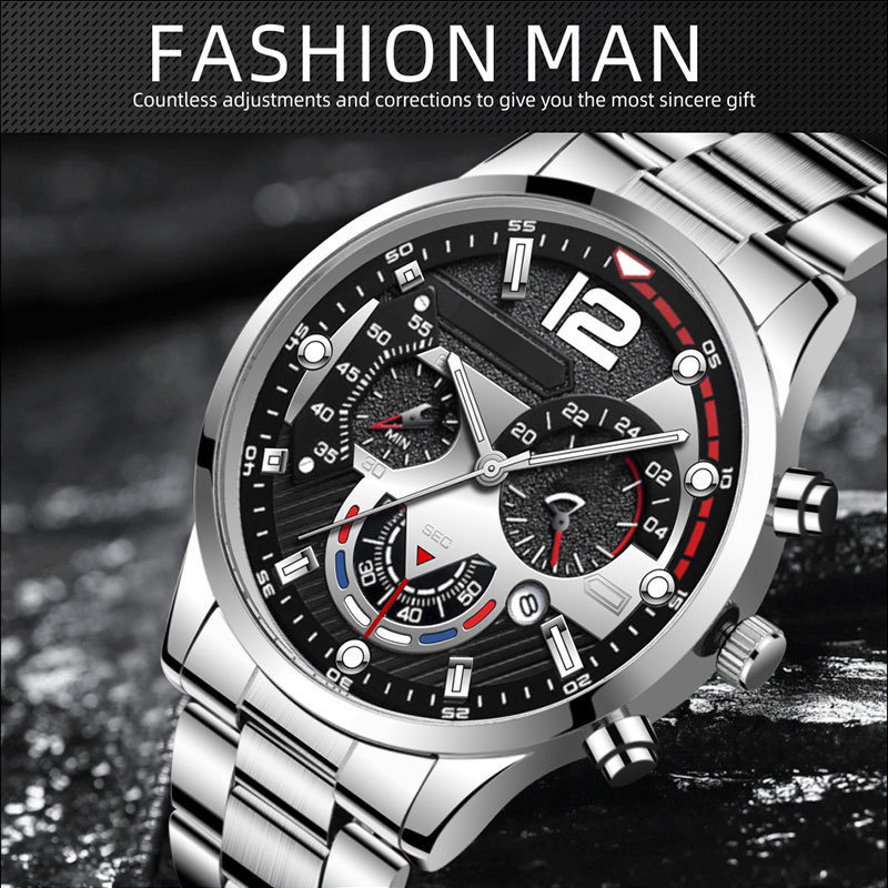 Men Pro Sports Business Chronograph Watch Thép không gỉ Da Valentine Quà tặng cho phòng tập thể dục và kinh doanh | BigBuy360 - bigbuy360.vn