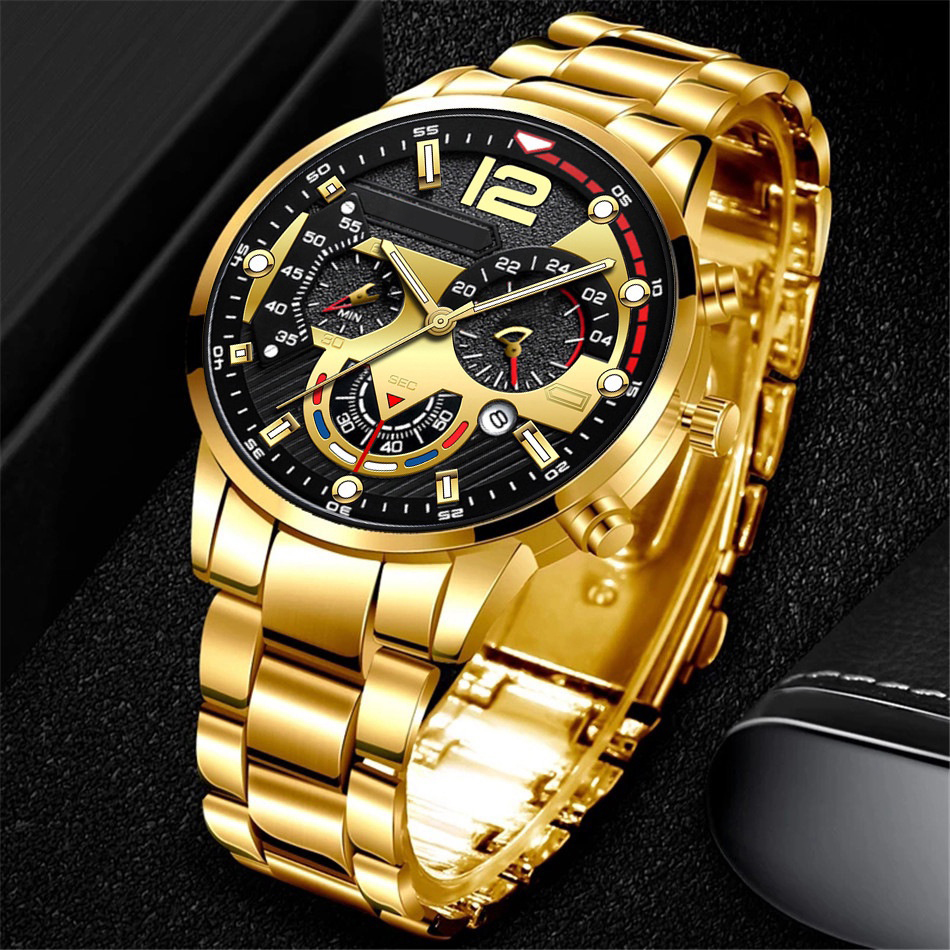 Men Pro Sports Business Chronograph Watch Thép không gỉ Da Valentine Quà tặng cho phòng tập thể dục và kinh doanh | BigBuy360 - bigbuy360.vn