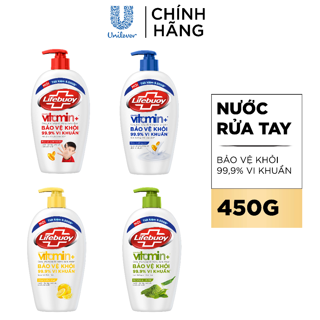 Nước Rửa Tay Lifebuoy Bảo Vệ Khỏi 99.9% Vi Khuẩn Gây Bệnh Hỗ Trợ Cùng Đề Kháng Da Tự Nhiên 450G | BigBuy360 - bigbuy360.vn