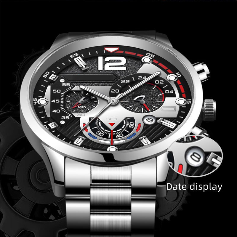 Men Pro Sports Business Chronograph Watch Thép không gỉ Da Valentine Quà tặng cho phòng tập thể dục và kinh doanh | BigBuy360 - bigbuy360.vn