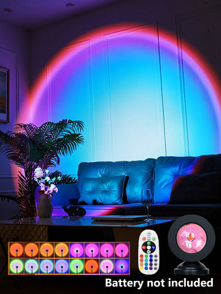 Đèn Led chiếu sáng hoàng hôn mới với điều khiển từ xa, đèn ngủ 16 màu, đèn bàn trang trí trong nhà, đèn RGB theo chủ đề bình minh phù hợp cho bốn mùa.