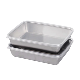 Combo 5 Khay Inox Choice LS1-0843-1719 Size Lớn + Nắp Cao Cấp Đựng Thức Ăn