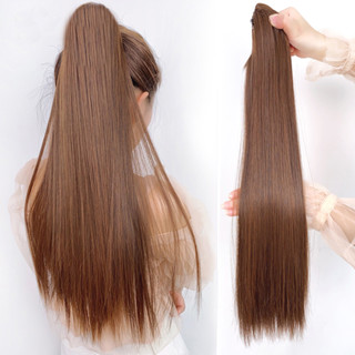 Tóc giả tổng hợp dài 18 inch dành cho phụ nữ có đuôi ngựa cao uốn cong đuôi ngựa mô phỏng tóc buộc tự nhiên po tóc giả đuôi ngựa