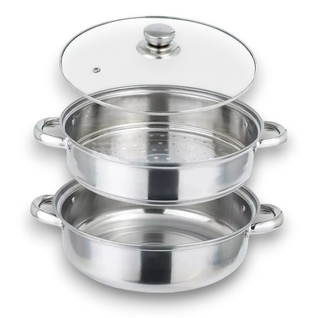 [Top Value] Nồi Hấp 2 Tầng LS1-1282-55 Đa Năng Inox Dày Dặn Có Xửng Hấp Dùng Được Bếp Từ