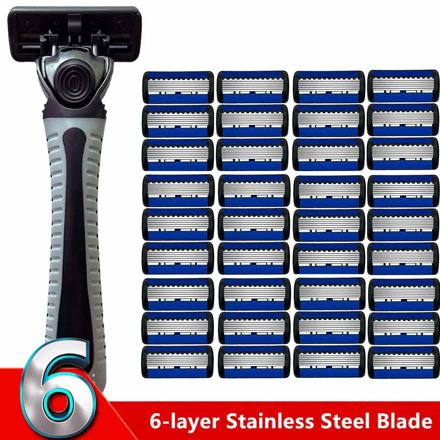 Dao cạo an toàn 6 lớp Razor Classic cho nam giới và lưỡi dao cạo tẩy lông cho phụ nữ, máy cạo tay.