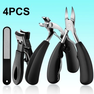  Bộ bấm móng chân inox 4 món chuyên nghiệp, tay cầm công thái học, phù hợp móng dày - gồm dũa móng
