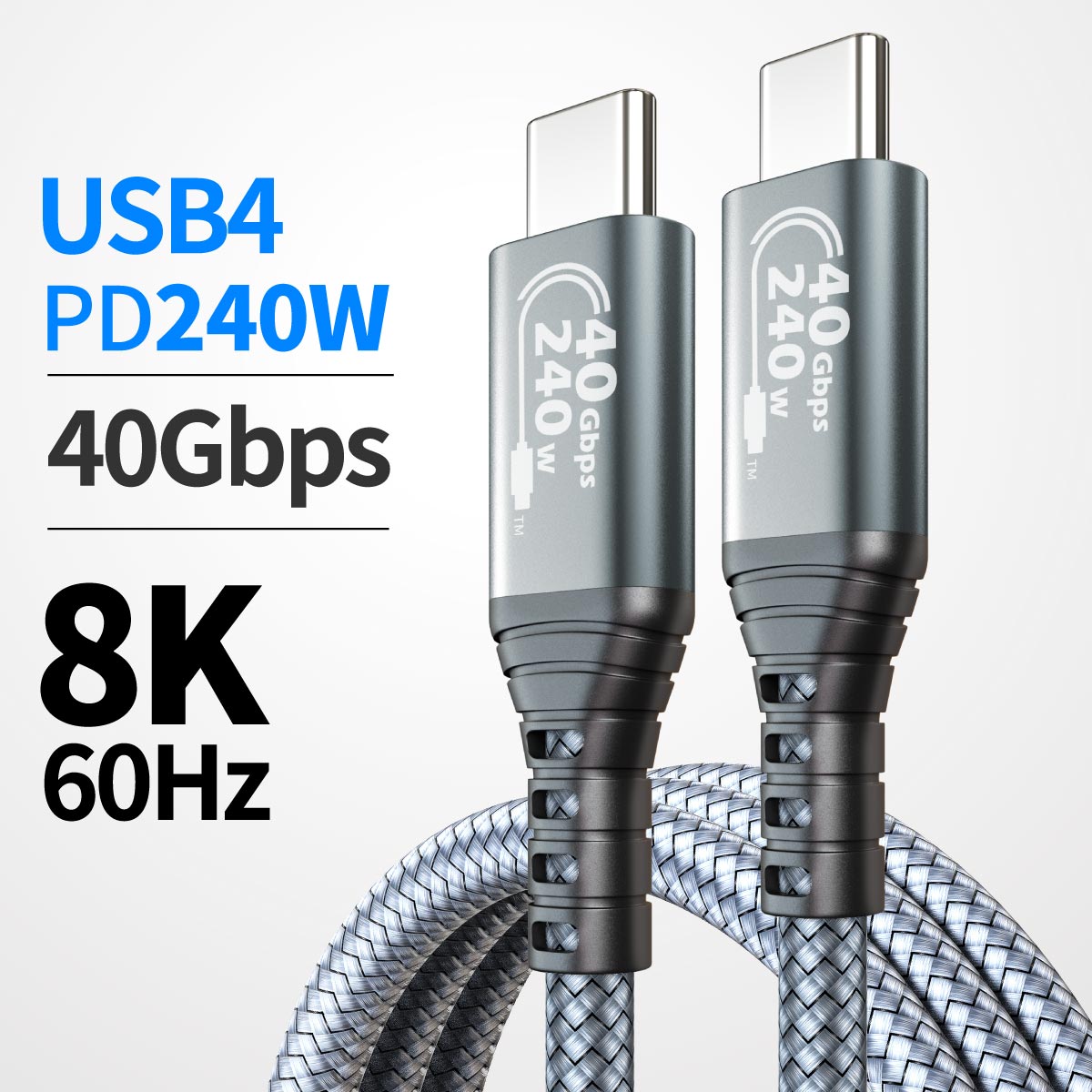 Cáp USB4 240W 40Gbps Type-C Full-Featured | Sạc siêu nhanh | Hiển thị 8K | Cho Thunderbolt 4/3, iPho