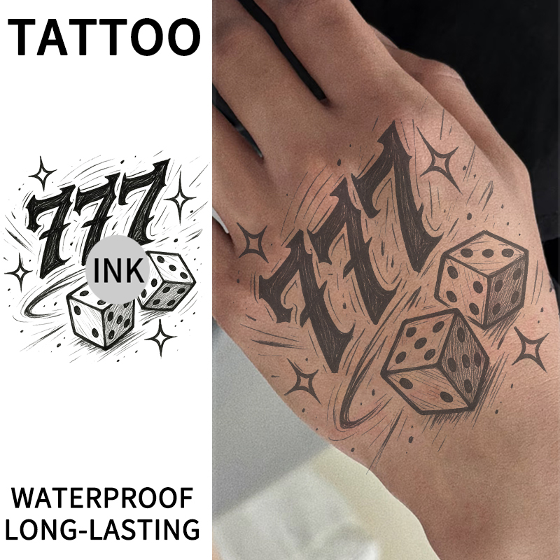 Angel Number 7 Herbal Juice Tattoo Sticker 10-15 ngày Chống thấm nước Chống mồ hôi Bán vĩnh viễn cho