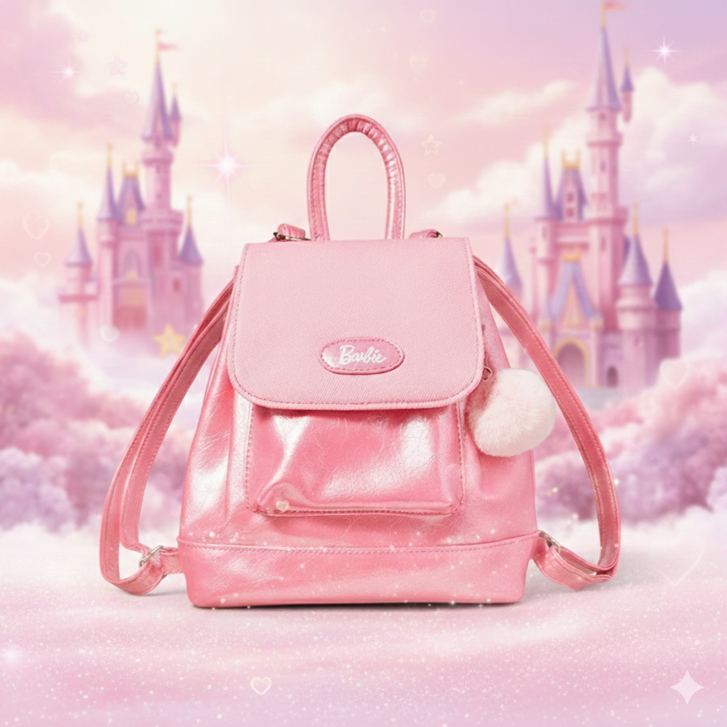 MINISO  Barbie Sun Shine Series - Balo thời trang & thời thượng & nhỏ gọn (hồng) 17.5cm x 17.5cm