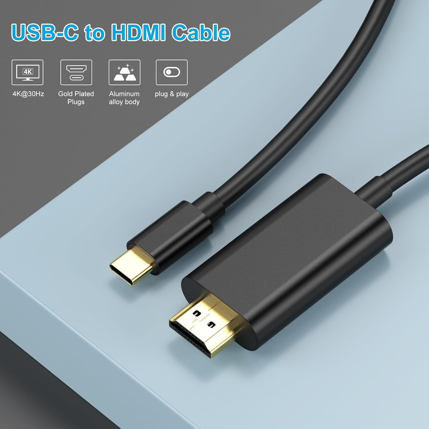 Cáp USB Type C sang HDMI dành cho văn phòng tại nhà, Cáp USB C sang HDMI