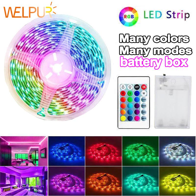 Dải đèn LED RGB 10M kèm hộp pin và điều khiển từ xa cho phòng ngủ