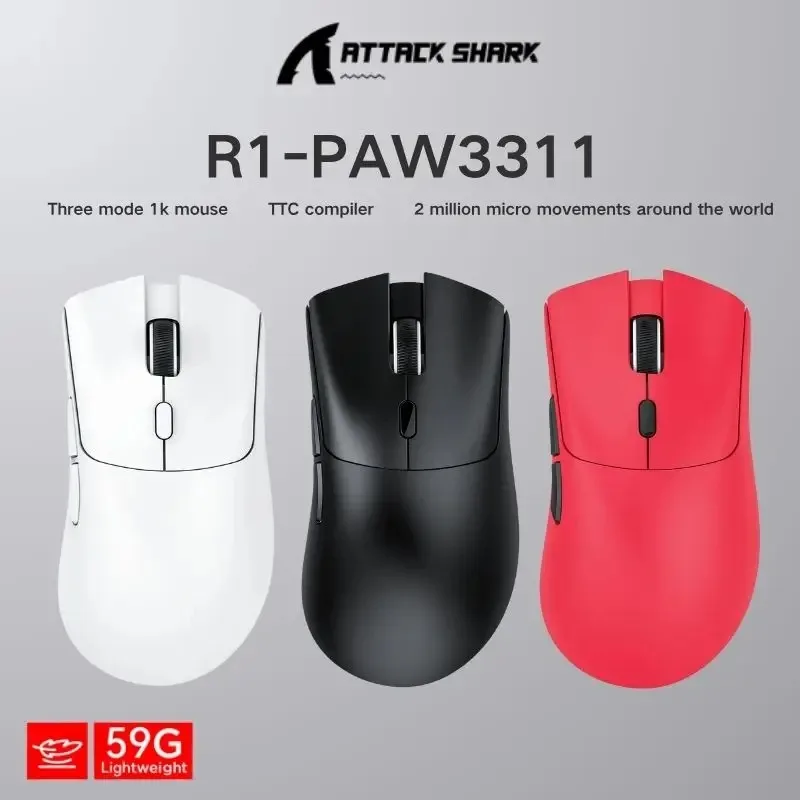 Chuột chơi game không dây ba chế độ ATTACK SHARK R1 18000 DPI Nhẹ cho PC / Laptop / Mac