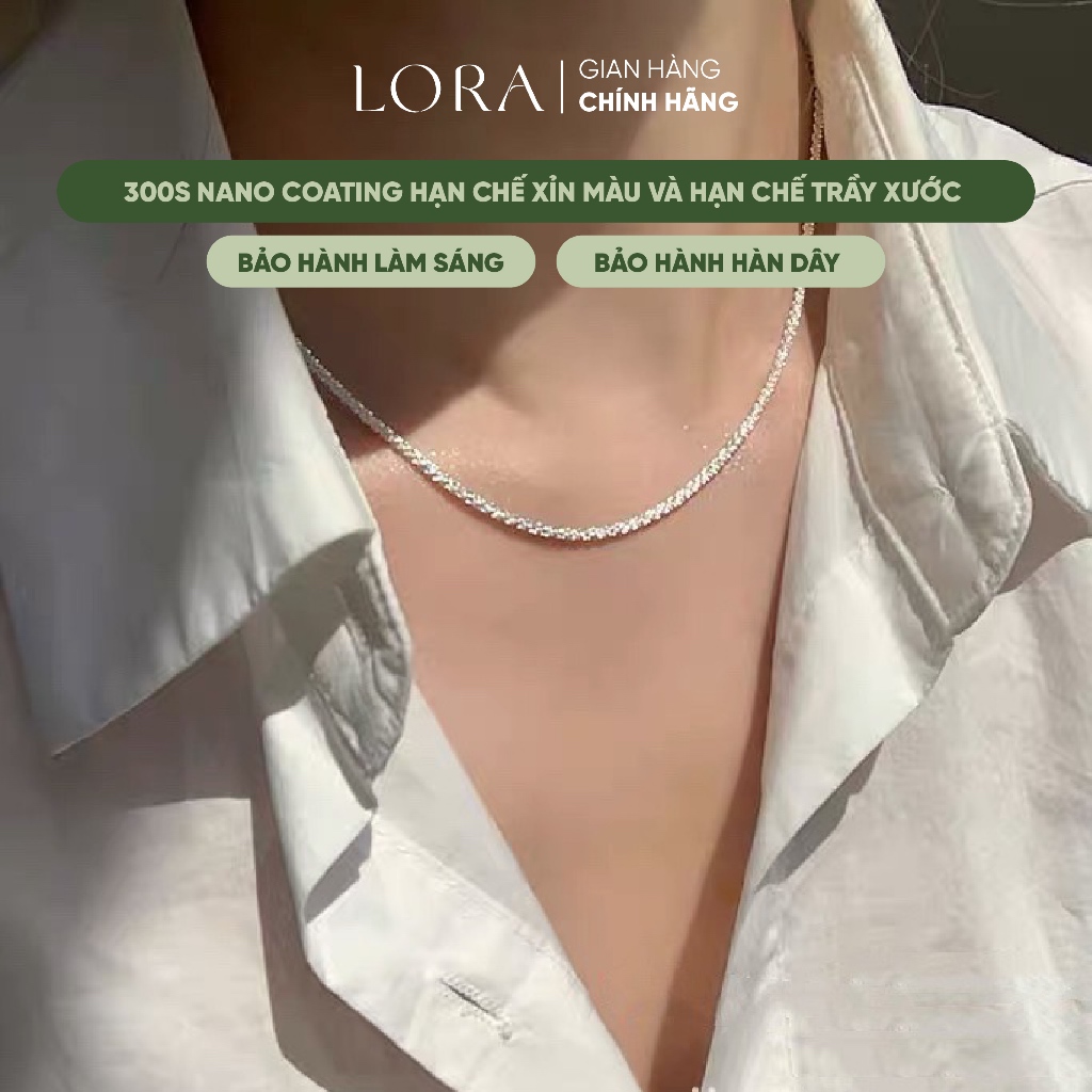 Dây chuyền nam Lora Bling S925 lấp lánh bằng bạc với đá trang sức