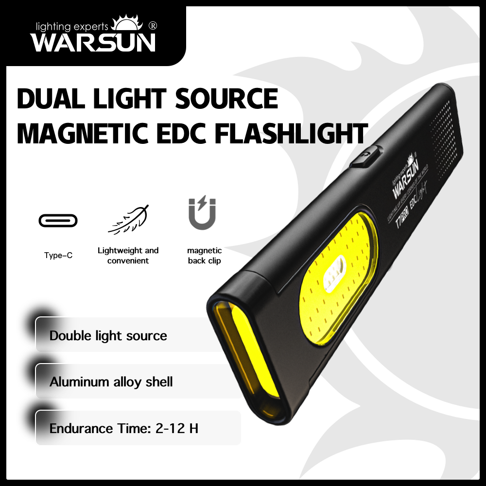 Đèn pin LED WARSUN T7 PRO 550LM nhỏ gọn, sạc lại được, 6 chế độ chiếu sáng, dùng cắm trại & sửa chữa