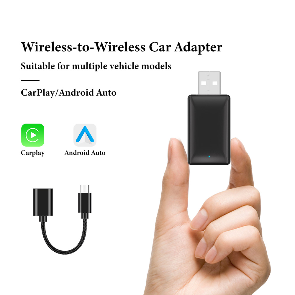 Bộ chuyển đổi CarPlay/Android Auto không dây 2 trong 1, chuyển từ có dây sang không dây, tương thích