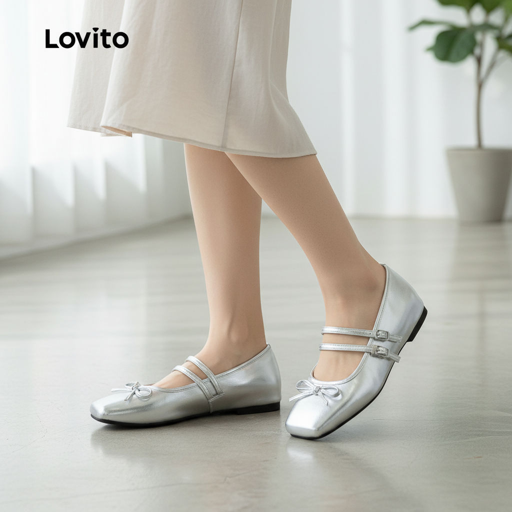 Lovito Mary Janes Đế Mềm Quai Kim Loại Thanh Lịch Cho Nữ LFA89055