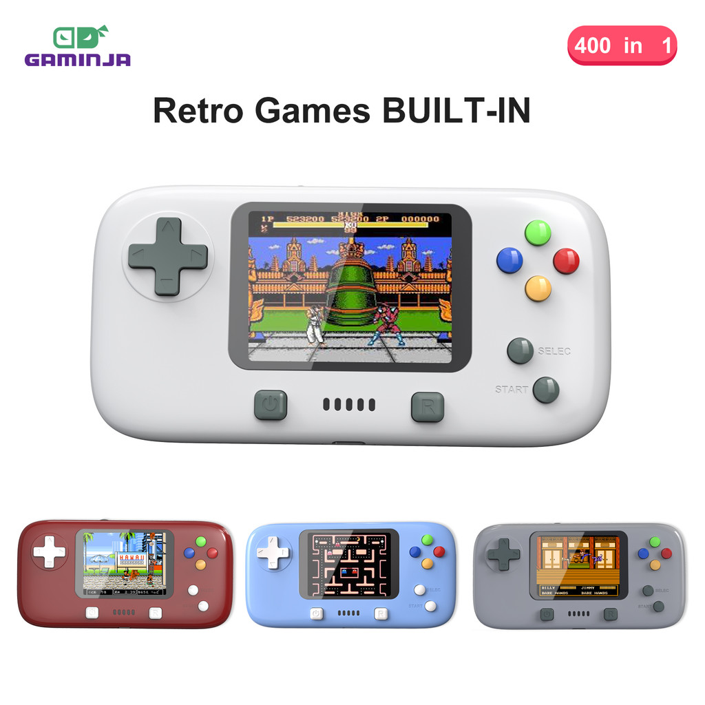 Máy chơi game cầm tay GAMINJA GC76 với 400 trò chơi tích hợp, màn hình màu TFT 2.8 inch, hỗ trợ kết 
