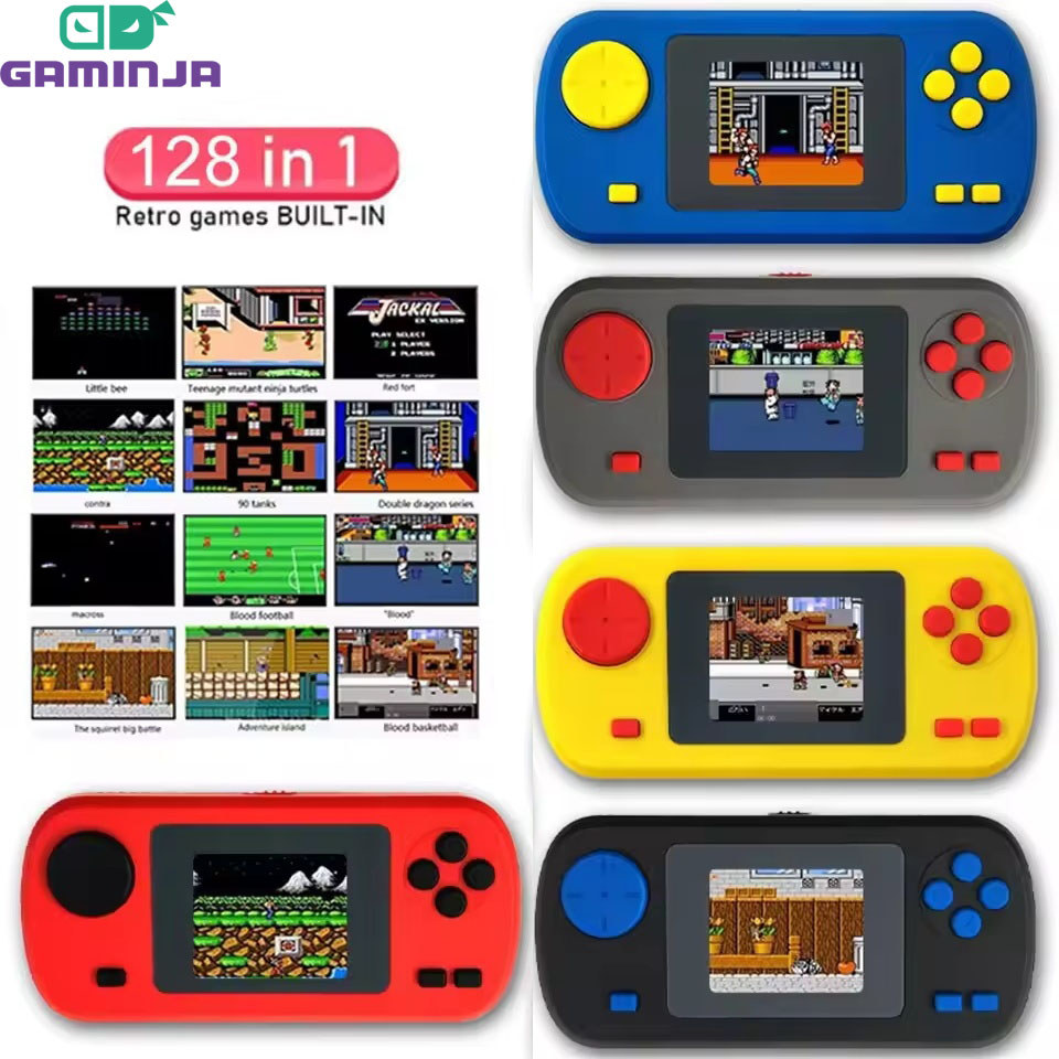 Máy chơi game cầm tay mini GAMINJA GC32, màn hình màu TFT, tích hợp 128 trò chơi 8-bit, dành cho trẻ