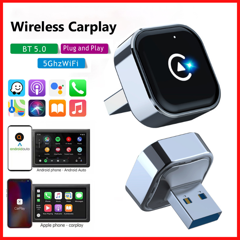 Bộ chuyển đổi Carplay không dây cho iPhone Android, hộp AI 2 trong 1