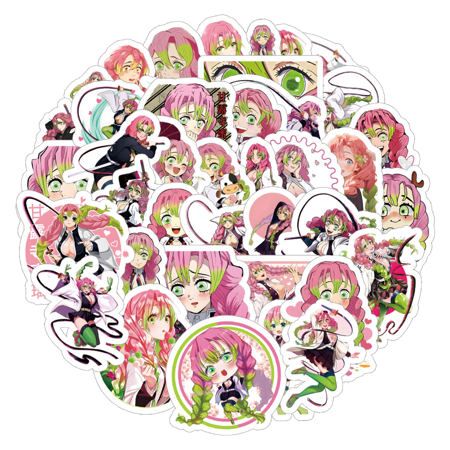 Kanroji Mitsuri - Bộ 250 Sticker Hoạt Hình Phong Cách Retro Lãng Mạn Y2K Downtown Anime Thập Niên 80