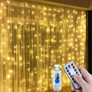  3m 300 LED Cửa Sổ Rèm Dây Đèn 8 Chế Độ Chiếu Sáng Dây USB Đèn Cổ Tích Cho Đồ Trang Trí Giáng Sinh 