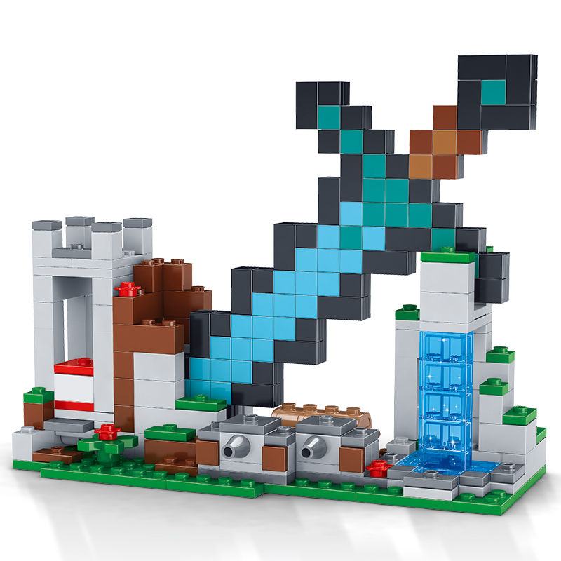 Minecraft The Sword Outpost Diamond-Sword Base với Creeper, Skeleton & Soldier Đồ chơi xây dựng cho 